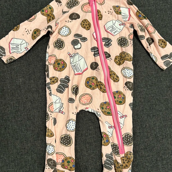 Kids MudPie One Piece Pink with Cookie and Milk Print - Picture 1 of 2